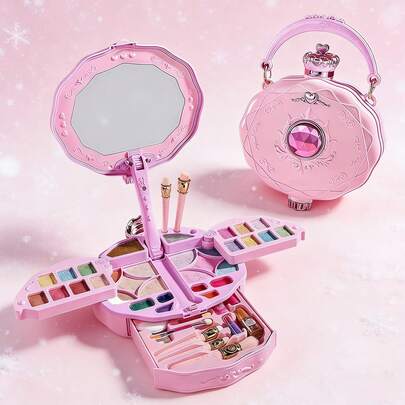 女孩派对化妆玩具套装（含化妆镜），角色扮演互动玩具套装，女孩生日/圣诞礼物