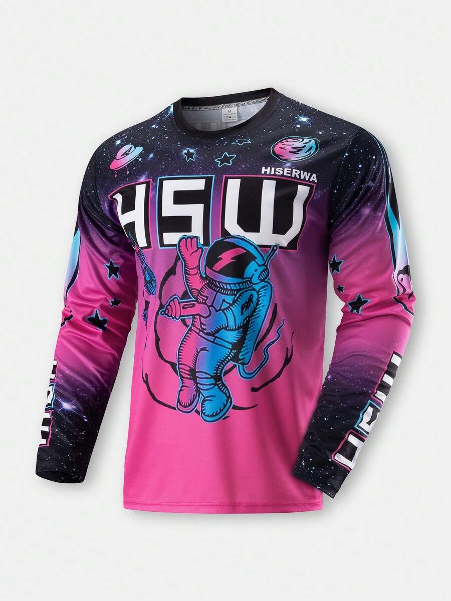Quần áo xe đạp địa hình leo núi Enduro, áo thun xe đạp MotoDownhill, áo thun nam kiểu Boyfriend Style, áo đạp xe MTB. - Màu tím - Xem 1