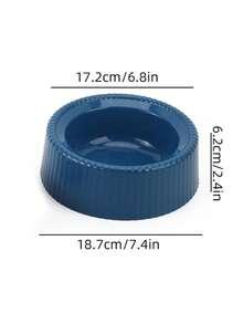 1pc Plastic Vertical Stripe Pet Bowl, Single Dog/Cat Bowl, Easy To Clean, Pet Supplies - 600ml - View 2