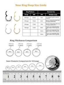1pc Stainless Steel 16G Nose Rings Hinged Segment Ear Cartilage Tragus Earrings Helix Hoops Septum Clicker Piercing Jewelry - Steel - View 10