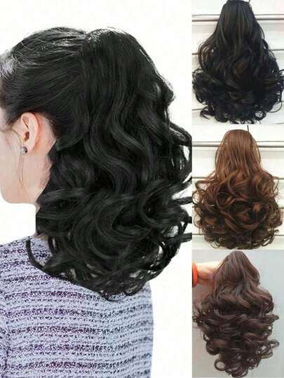 10-Inch Wavy Curly Short Hair Vintage Fluffy Natural Feeling Hair Clip, Suitable For Women's Casual Autumn/Winter Hair Accessories, Ideal Choice For Women's Holiday Outfits