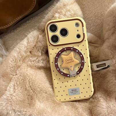 Ốp điện thoại Kavenfort họa tiết chấm bi ngôi sao phong cách retro, phù hợp với 17 Pro Max, 16, 15, 11, 13, chống rơi, chân đế từ tính, sáng tạo, retro, hình học, phong cách Hàn Quốc, tối giản, độc đáo, phong cách , dành cho cặp đôi, bạn thân.