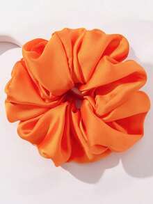 1pc Women's Elegant Satin Large Scrunchie Hair Accessory - Orange - View 1