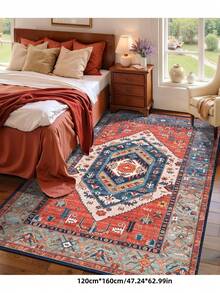 1 tấm thảm phong cách Bohemian hiện đại họa tiết hoa vườn Paris, thích hợp cho phòng khách, chống trượt, màu đỏ gỉ sét, in họa tiết trang trại cổ điển, thích hợp cho phòng ngủ, phòng ăn, ký túc xá, văn phòng, trang trí nhà cửa. - Nhiều màu - Xem 6