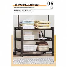 clothes rack 22mm 太めスチールダブルハンガー 幅95cm ワイド設計 たっぷり収納 ハンガーラック 3段収納棚 キャスター付き 2段掛け収納量アップ パンツバー付き 多機能ハンガーラックベランダ - ブラック - チェックする 9