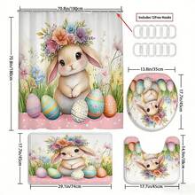 1/3/4PCS Floral Hat Bunny Easter Egg Polka Dot Bathroom Set (4 Pieces) Home Decor, Bathroom Curtain, Bathroom Set, Including Shower Curtain And Shower Curtain Set. This Decorative Bathroom Set Includes A Shower Curtain, U-Shaped Toilet Seat Cover, Non-Slip Mat, Toilet Seat Cover, And 12 Shower Curtain Hooks. Suitable As A Housewarming Gift, Birthday Gift, Holiday Gift, Or A Gift Between Boyfriends/Girlfriends. - Multicolor - View 12