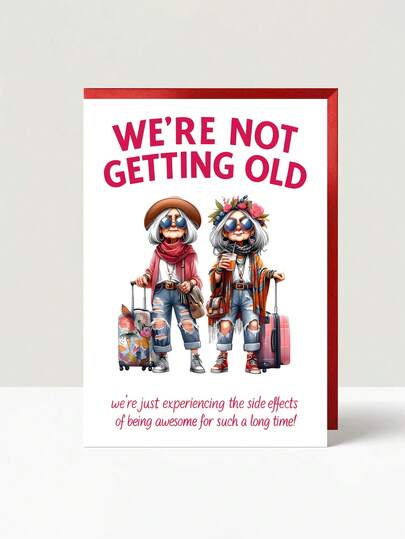 1pc "We're Not Getting Old, We're Evolving!" Funny Birthday Card For Women With Envelope - Chic & Humorous Card For Older Ladies, Ideal For Retirement & Birthday Parties, Perfect For Mom & Grandma, Blank Inner Page For Writing