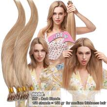 Thick Nano Ring Loop 100% Human Remy Hair Pre Bonded Keratin Fusion Tip Micro Bead Hair Extensions 1g/Strand 50g/Set Straight Pelucas De Cabello Humano 14"16"18"20"22"24" Black/Brown/Blonde Balayage Highlight 35cm 40cm 45cm 50cm 55cm 60cm - #24 Natural Blonde - 查看 4