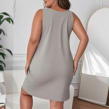 Women's Plus Size Nightgown Letter Print Camisole Nightdress Casual Summer Vacation Clothing Gifts For Women Sleeveless Pajamas For Women Set Mother's Day Gift - 灰色 - 查看 2