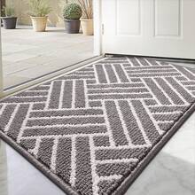 Sour Lemon 1 Piece Durable European Minimalist Doormat - Indoor/Outdoor Mat Doormat, Non-Slip & Washable Dirt Trapper Mat, Highly Absorbent Doormat For Entrance & Front Door, Dog, Kitchen, Patio, Hallway, Garden - Gray Lines - View 11
