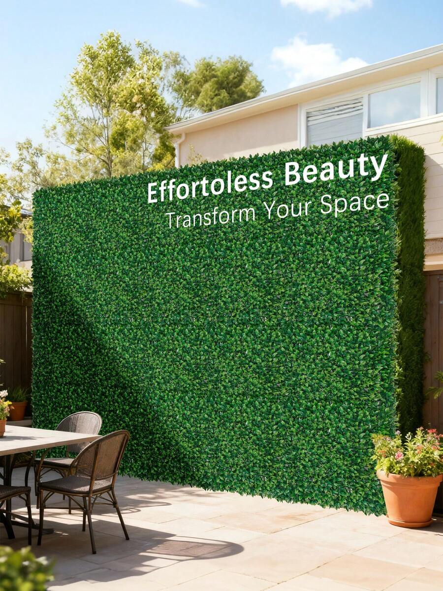 1pc Artificial Grass, Green Rose Leaf Shape, High Density, 25x25cm X 50x50cm, PE Material, Green Decorative, UV-Resistant Edging, Easy To Install, High Quality, Factory Customization. Ideal For Outdoor Garden Weddings, School Dormitory/Office Decor, Back-To-School Season Decor, Spring/Summer Decor, And Home Decor. - Green - View 1