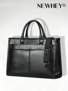NEWHEY 男士商务包，A4尺寸兼容，求职包，大容量，面试包，独立电脑包，15.6英寸，公文包，双向手提，防水，适合商务、学校、工作、出差和日常使用。 - 黑色 - 查看 1