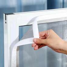 1 pieza Mosquitera de tul de moda, malla gris con ribete blanco, autoadhesiva sin necesidad de perforar, fácil de instalar/quitar, cortina de ventana a prueba de insectos - Gris - Ver 4