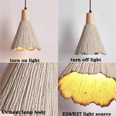 ZHUO LANG DA 1 đèn treo hình tuyến tính bằng bê tông, đế E27, kiểu dáng công nghiệp hiện đại, thích hợp cho đảo bếp, phòng ăn, phòng ngủ, bàn đầu giường, đèn treo nhỏ, phù hợp với nhiều kiểu nhà, trang trí nội thất (Không bao gồm bóng đèn)