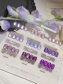 2026 新款情人节礼物 春夏九紫火幸运盒薰衣草水晶猫眼凝胶指甲油，季节时尚杯猫眼磁性指甲油，含底油和亮油，需紫外线照射，植物凝胶 9 色套装，适合初学者、家庭、办公室、通勤、约会，无病毒流行沙龙级风格，可保持 28 天。 - 彩色 - 查看 4