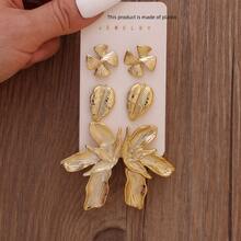 3-6 Pairs Minimalist Floral Pattern Bow Earrings Set, Multiple Delicate Flower Earrings, Suitable For Daily Wear And Party Outfits, High-Quality Gift For Friends And Family - Style 1 - View 7