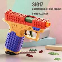 Juguetes de pistolas de balas suaves, Juego de agarre de bloques de construcción tácticos DIY, Kit de juego de construcción de bloques divertido con soporte de exhibición para adultos, Kit creativo de agarre de construcción para juegos de tiro al aire libre - Multicolor - Ver 3