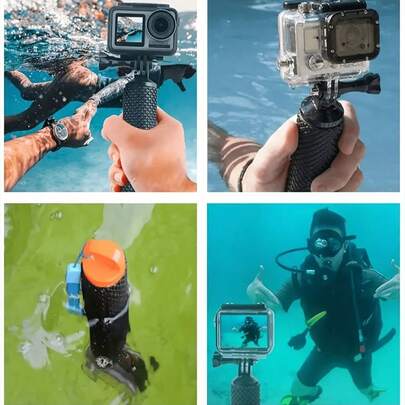 Black/Silver Floating Hand Grip Waterproof Monopod Accessories Set Compatible With Hero 13 12 11 10 9 8 7 6 5 4 3+ 2 1 Session, Suitable For Water Sports And Action Cameras