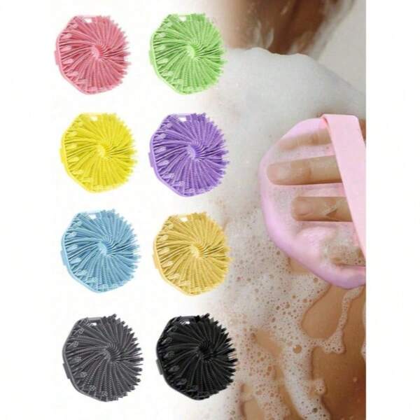 Cepillo de baño de silicona, cepillo de ducha exfoliante, elimina eficazmente las células muertas de la piel, masaje suave durante el baño, cepillo de baño antideslizante, cepillo corporal, herramienta de baño portátil. Exfoliación corporal, esponja de red africana, accesorios de baño, cepillo corporal de silicona, cepillo de silicona.