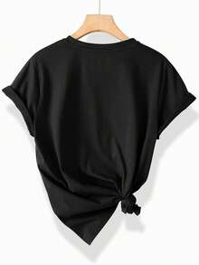 Camiseta De Mujer De Estilo Deportivo Casual Para Primavera, Verano Y Otoño, Con Estampado De La Virgen María Sosteniendo A Jesús Con Flores Y Follaje Azules De Pascua, Suave Y Cómoda, De Cuello Redondo Y Manga Corta, Disponible En Tallas S-XXL - [Oscuro] - Ver 2