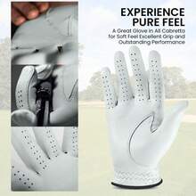 FINGER TEN 高级高尔夫手套，男士左手款，单只装，带球位标记，采用柔软的卡布雷塔羊皮和全天候防滑材质，带来极致舒适和奢华体验，是每位右手高尔夫球手的理想之选。 - 白色 - 查看 3