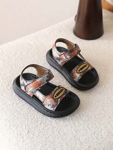 1 Pair Boys' Camouflage Summer Beach Sandals, Soft Sole Open Toe Sports Sandals - Orange - View 5