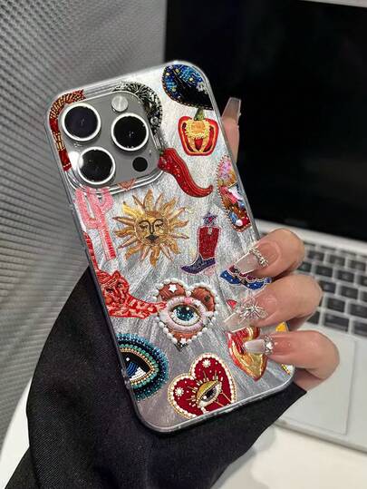 1 pièce Étui de téléphone avec motif imprimé de style art populaire mexicain : soleil, cœur, lune. Dégradé de plumes. Compatible avec iPhone 13/11/17/17pro/16/14/15/15pro/15 Plus/15 Promax/7plus/8plus/X/Xs Max/Xr/11pro/12pro/13pro/14pro/12mini/13mini/11promax/12promax/13promax/14promax/14plus/17pro Max/17Air/6/6s Plus/7/8/16Pro/16plus/16promax/Se2/17promax et Galaxy/A54/A14/A12/A13/A15/A32/A33/A24/A52S/S20/S21/S22/S23/S24/S23Plus/S24ultra/S25/A15/A33/A23