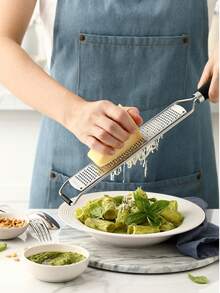 Stainless Steel Lemon Zester With Handle - Garlic, Cheese, Parmesan, Nutmeg, Lime, Ginger Grater - Heavy Duty Kitchen Tool - Citrus Zester With Blade Guard - Julienne - Black - Black - View 7