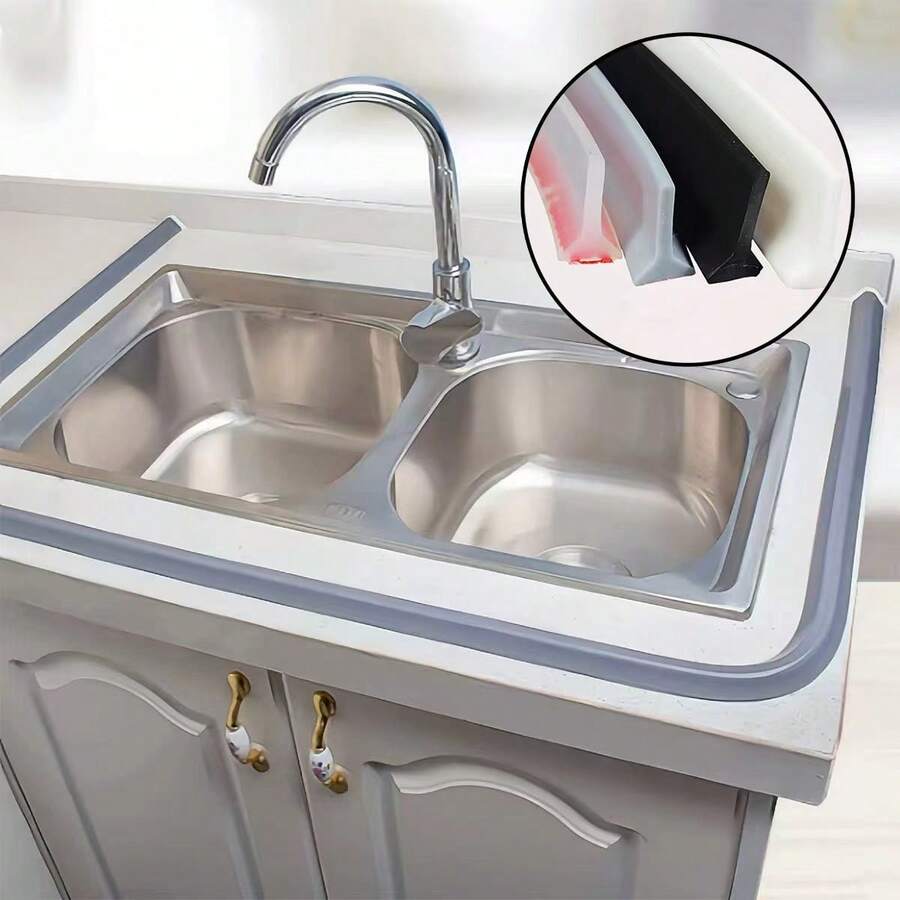 1m/2m Self-Adhesive Waterproof Sealing Strip, Suitable For Kitchen And Shower Room Entrance, Flexible Waterproof Silicone Sealing Strip