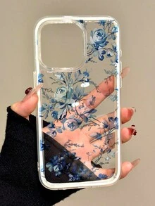 2pc Shiny Blue Peony Flower Pattern Waterproof Anti-Fall Anti-Slip Soft Phone Case Cover Compatible With Apple 17/16/16Pro/16Pro Max/16PlusFOR-YOUR-BELOVED-PHONE Christmas Gifts Christmas Gifts - 款式4(1pc) - 查看 4