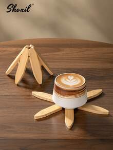 shoxil 3/5pcs Wooden Tree-Shaped Heat Insulation Coasters Set, Heat Resistant Tabletop Mats, Kitchen & Dining Room Cup Mats, Home Decor - Cup Holder - View 6