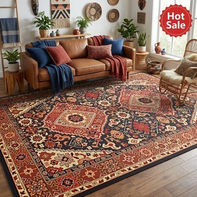 1 stuk fluwelen vloerkleed met realistische donkere houtnerf, modern, zacht en pluche rechthoekig vloerkleed in boerderijstijl met antislip onderkant voor woonkamer, slaapkamer en andere interieurdecoratie – perfect voor een gezellige herfstsfeer, een housewarming of dagelijks gebruik in een warme, minimalistische stijl.