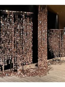 10/5/1件装玫瑰金镜面亮片窗帘装饰 - 悬挂式亮片花环，适用于婚礼、订婚、生日派对、情人节、毕业典礼 - 无需电源 - 彩色 - 查看 3