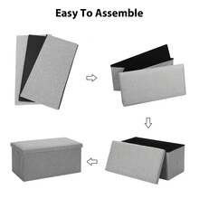 Ottoman Storage Bench Footrest Stool, Folding With Lid – Long Shoe Bench Footstool Storage Box For Living Room, - Gray - 76x38x38CM - View 5
