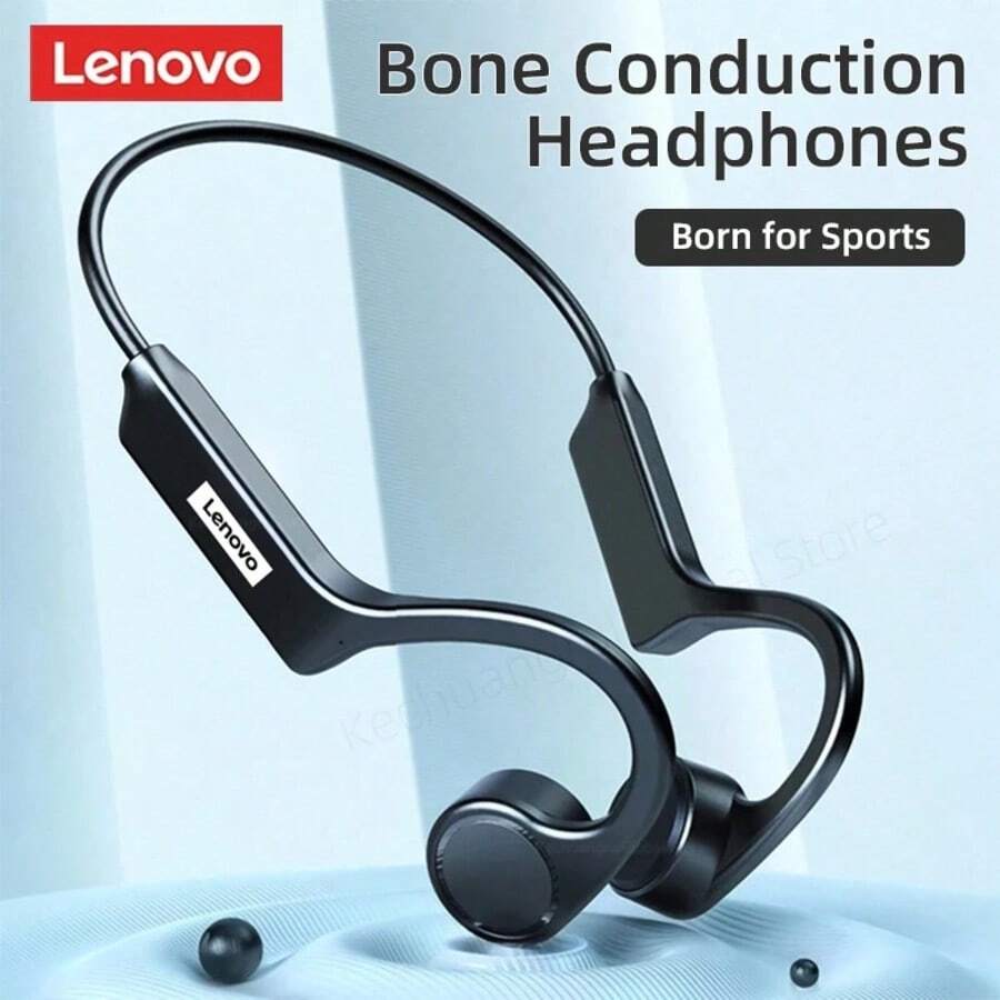 Lenovo 联想X4蓝牙耳机,骨传导防水运动耳机,带麦克风,HiFi立体声,耳挂式设计,类似AirPods耳塞,适用于骑行/跑步/工作/户外/徒步/旅行,原装联想无线耳机 - 查看 1