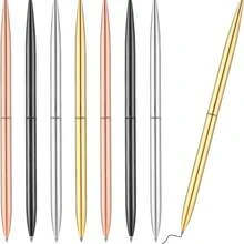 1-6支装金属旋转圆珠笔，银色、金色、玫瑰金亮面，适合作为毕业礼物、酒店礼品、母亲节礼物、婚礼礼物和DIY礼物，多种颜色可选，实用性强，适用于办公室、学校和家庭使用。 - 細筆 - 查看 1