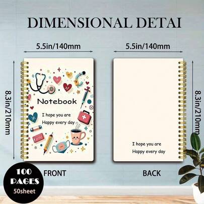 Nurse Notebook, Nursing Student Gift, Doctor Notebook, Future Nurse Doctor Gift, Medical Student Gift, Nurse Graduation Gift, Deluxe Spiral Notebook, 5.5" X 8.3", Medical Student Supplies, Nurse Gift, Stylish Journal, Spiral Bound Notebook, High Quality Paper, Durable Cover, Student Notebook, Commemorative Notebook, Future Doctor, Healthcare Professional