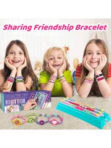 儿童友谊手链制作套装，DIY手工套装，女孩珠宝编织绳玩具套装，适合6岁以上女孩，DIY手链手工制作，复活节、生日派对、万圣节、圣诞节节日礼物 - Pink Blue - 查看 6