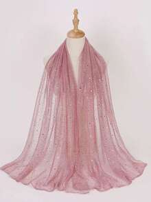 1 chiếc băng đô cài tóc kiểu Âu Mỹ đính sequin mới về, khăn choàng đầu phong cách Bohemian cho mùa thu - Hồng - Xem 2