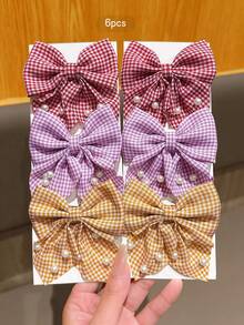 6 chiếc kẹp tóc nơ nhiều màu sắc dễ thương, phụ kiện tóc giá cả phải chăng dùng hàng ngày, phong cách Hàn Quốc. - Nhiều màu - Xem 1