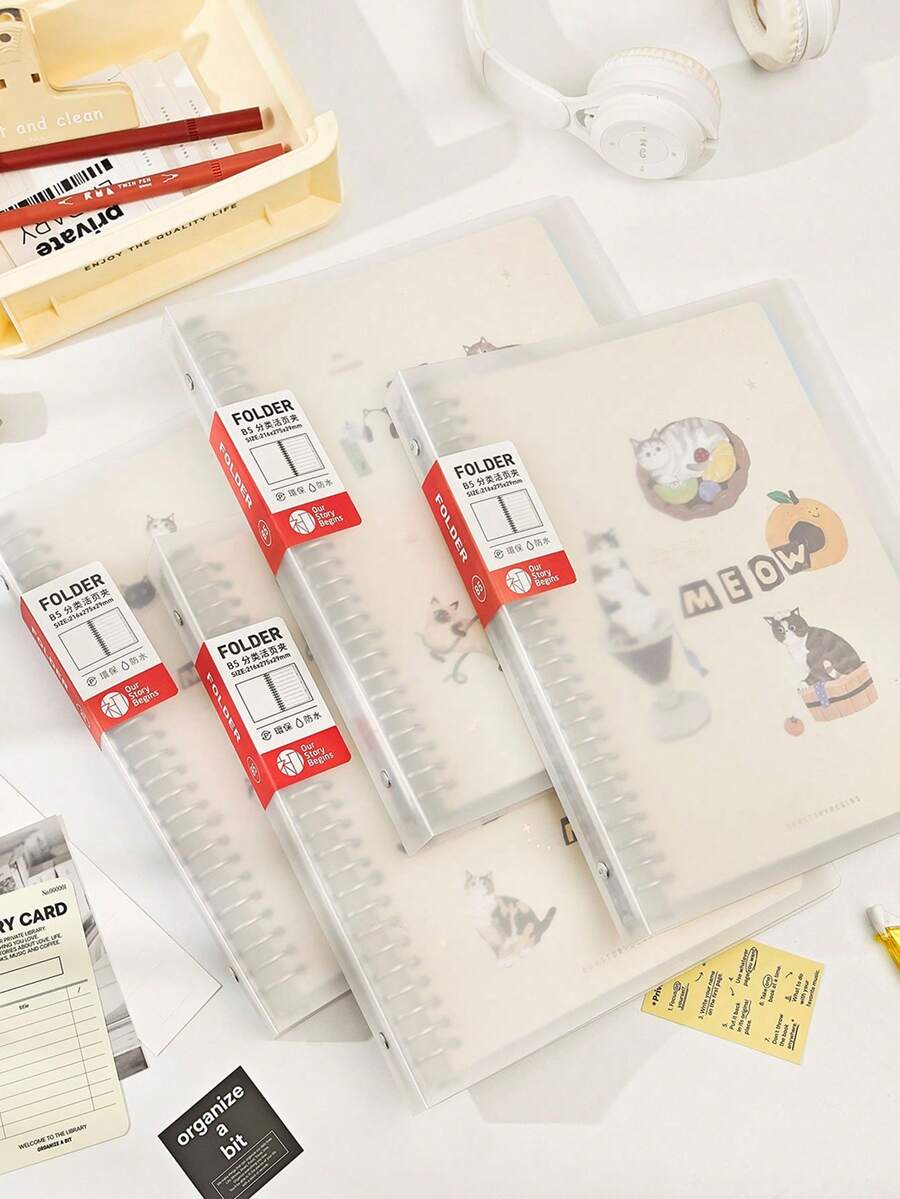 1pc B5 Refillable Loose Leaf Notebook, PP Matte Replaceable Filler Paper Binder - Multicolor - View 1