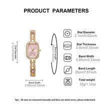 Women's Watch, Elegant & Fashionable, Square Rhinestone Dial Quartz Watch, Suitable For Daily Wear, Birthday Gift, Back To School, Thanksgiving, Couples, Ultimate Gift - Pink - View 5