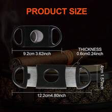 Stainless Steel Cigar Cutter, Sharp Dual Blades Portable Cigar Scissors Accessory Suitable For Cigar Enthusiasts (Black/Silver) - Double-blade  Cutter - View 10