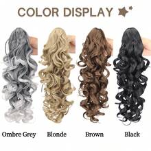 Extensión de cola de caballo sintética resistente al calor, con ondas profundas y rizadas, de 18 pulgadas de largo, con pinza de garra, adecuada para uso diario de las mujeres - Multicolor - Ver 3