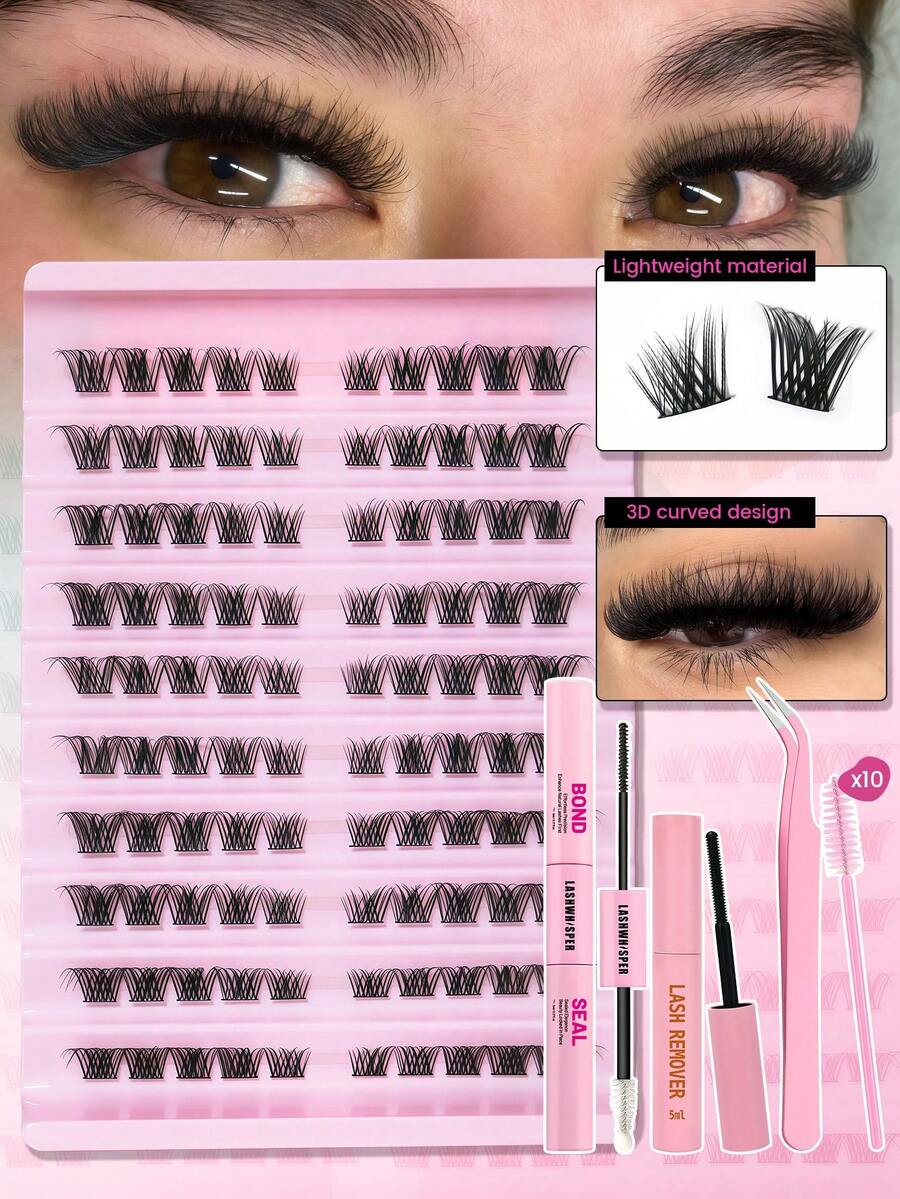 Waterproof DIY Eyelash Extension Kit - Adhesive And Sealant For Cluster And Individual Lashes, Long-Lasting Lash Glue, Strong Hold, Non-Clumping, Easy Removal Makeup Tools - Multicolor - View 1