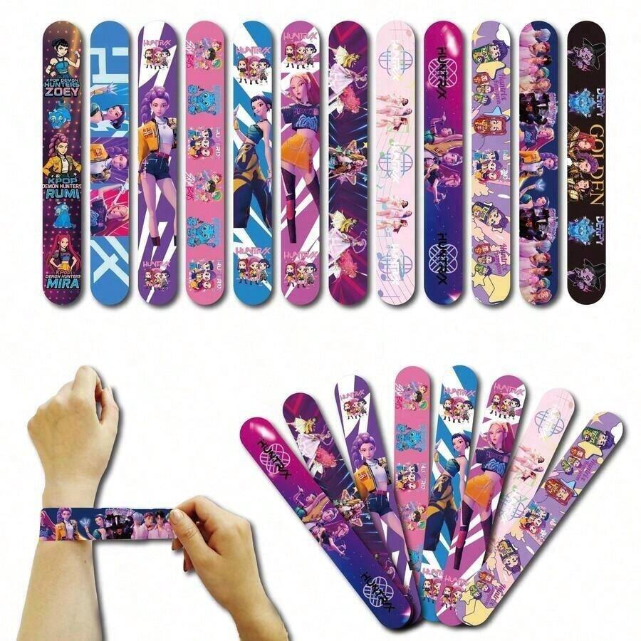12pcs/Set KPOP Witch Cartoon Snap Bracelets, KPOP Party Supplies Anime Theme Party Favors, Wedding Birthday Party Gifts (Random Styles) - Multicolor - View 1