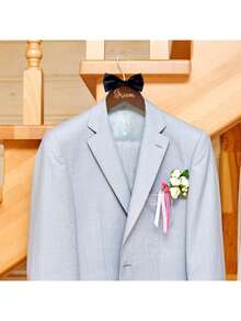 1 pieza/2 piezas Percha para vestido de novia y novio, percha de madera para vestido de novia con lazo, percha para vestido de novia, ideal para regalo de boda, accesorios de boda, regalo para despedida de soltera, decoración de boda, decoración navideña, decoración de habitación y decoración del hogar - Blanco y Negro - Ver 7