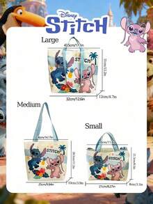 Disney Túi xách gấp gọn in hình Stitch chính thức, túi đeo vai dung tích lớn, túi dây rút hình Stitch tinh nghịch dễ thương, túi xách nhẹ, nhiều kiểu dáng dành cho nữ và bé gái, thích hợp để đi mua sắm, sử dụng hàng ngày và làm phụ kiện thời trang. - Nhiều màu - Xem 4