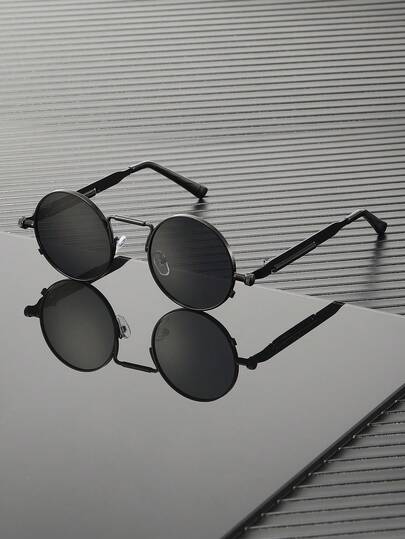 1pc Men Round Full Frame Personality Classic Elegant Popular Design Casual Basic Fashion Eyeglasses For Daily Life,Driving,Camping,Travel For Men Going Out Outfit,Summer Beach,Vacation,Street-Photography Fashion Accessories