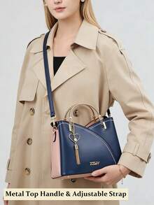 New Stylish Simple Plaid Patchwork Handbag Tote Shoulder Crossbody Bag For Women,Fall Winter Crossbody Bag Small Vintage Plaid Pattern Purse With Top Handle & Adjustable Strap, Mini Phone Bag For Essentials, Black And Brown Tartan Handbag,[US Local Warehouse] Secret Santa Gifts For Women,Travel Essentials,School Supplies,The Best Gift Choice, Birthday Gift, Valentine's Day - 彩色 - 查看 5